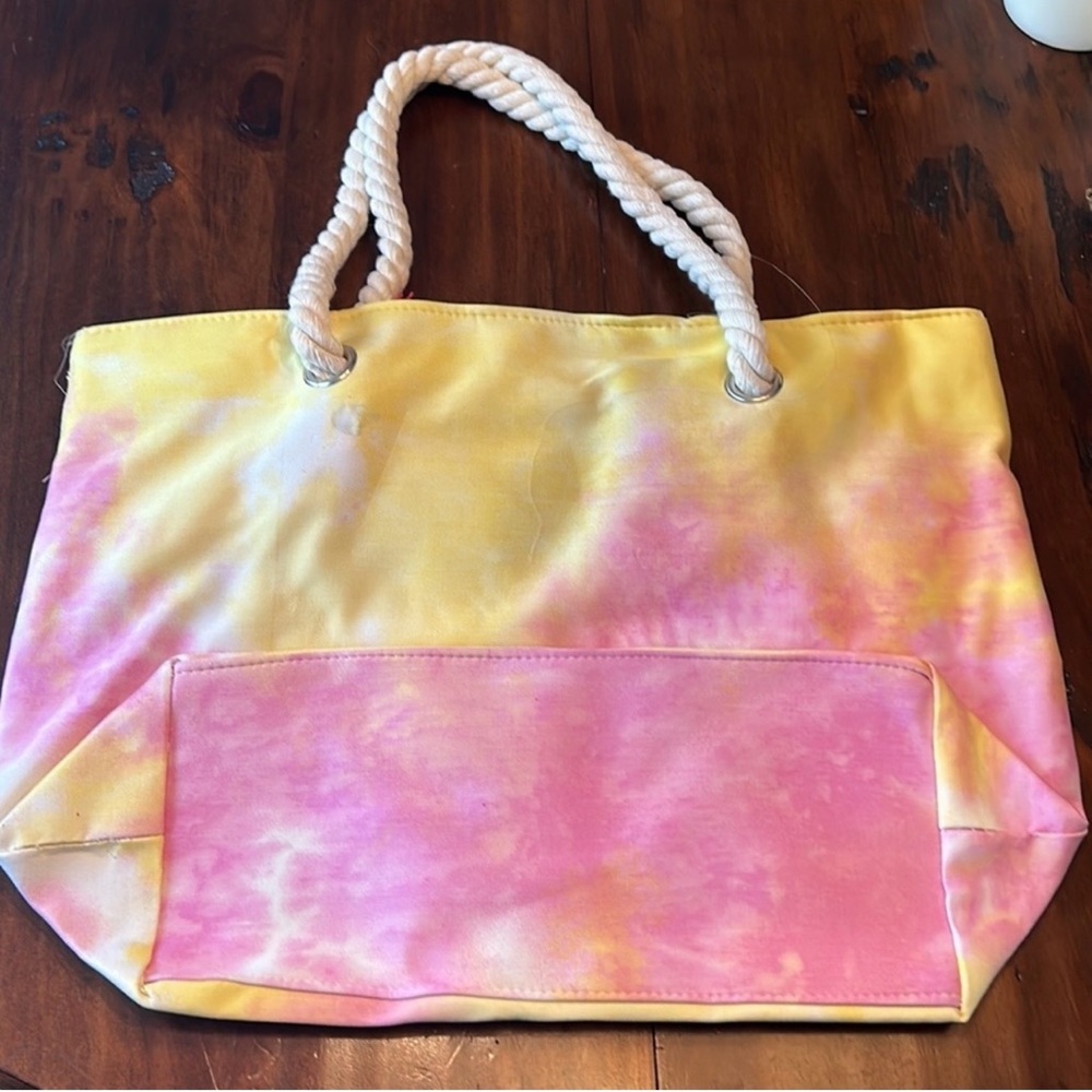 NWT Pink, Yellow And White Tie Dye Tote - Picture 3 of 5